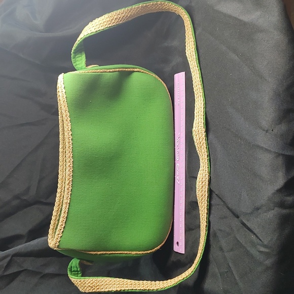 Vintage Burlington Green Fabric Shoulder Bag - Picture 1 of 5